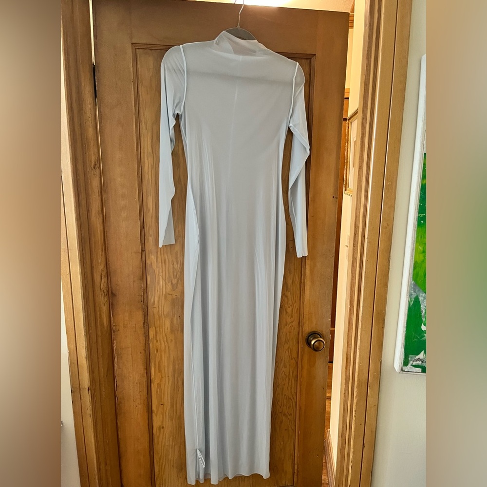 Milky Sheer Mock Neck Long Sleeve Dress - Opal